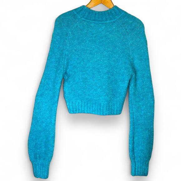 Urban Outfitters Women's NWT UO Avril Cropped Mock Neck Sweater Size M Teal Blue - Picture 6 of 11